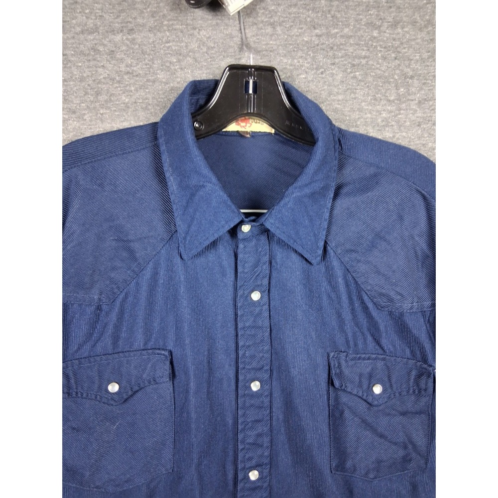 VTG Mens Shirt XL Blue Pearl Snap Nylon Authentic‎ Western Youngbloods Classic